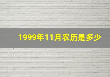 1999年11月农历是多少