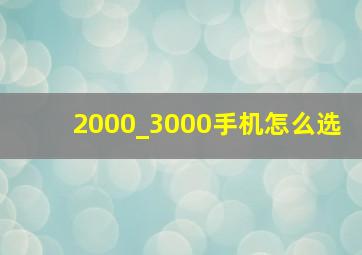 2000_3000手机怎么选