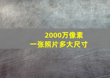 2000万像素一张照片多大尺寸