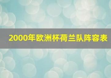 2000年欧洲杯荷兰队阵容表