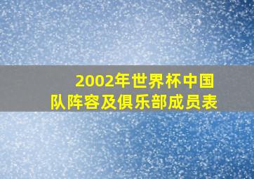 2002年世界杯中国队阵容及俱乐部成员表