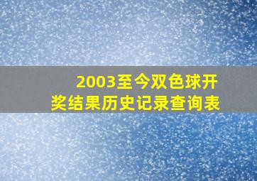 2003至今双色球开奖结果历史记录查询表