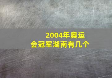 2004年奥运会冠军湖南有几个