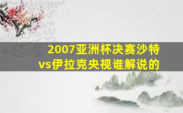 2007亚洲杯决赛沙特vs伊拉克央视谁解说的