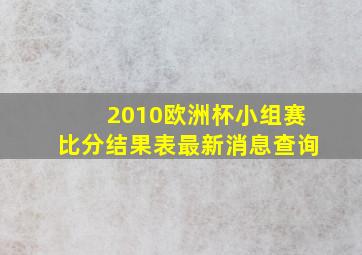 2010欧洲杯小组赛比分结果表最新消息查询