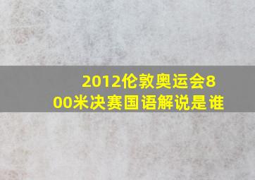 2012伦敦奥运会800米决赛国语解说是谁