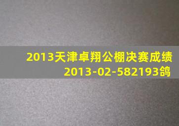 2013天津卓翔公棚决赛成绩2013-02-582193鸽