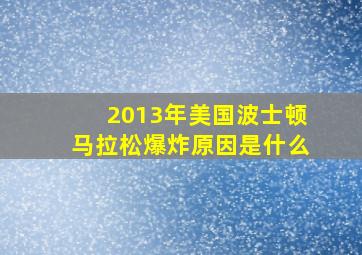 2013年美国波士顿马拉松爆炸原因是什么