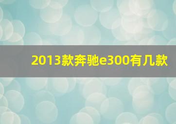 2013款奔驰e300有几款