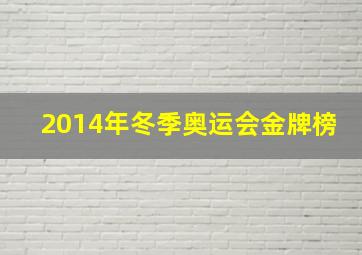 2014年冬季奥运会金牌榜