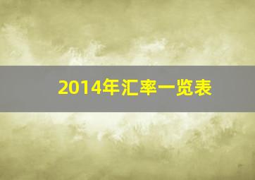 2014年汇率一览表