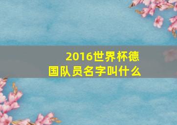 2016世界杯德国队员名字叫什么