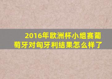 2016年欧洲杯小组赛葡萄牙对匈牙利结果怎么样了