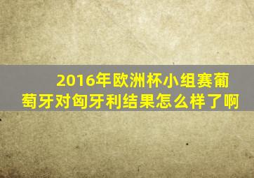 2016年欧洲杯小组赛葡萄牙对匈牙利结果怎么样了啊