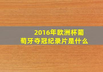 2016年欧洲杯葡萄牙夺冠纪录片是什么