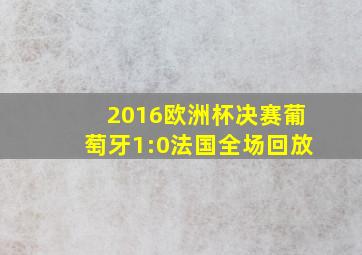 2016欧洲杯决赛葡萄牙1:0法国全场回放