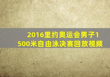 2016里约奥运会男子1500米自由泳决赛回放视频