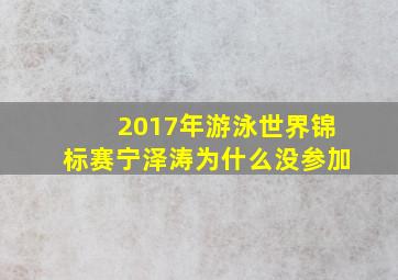 2017年游泳世界锦标赛宁泽涛为什么没参加