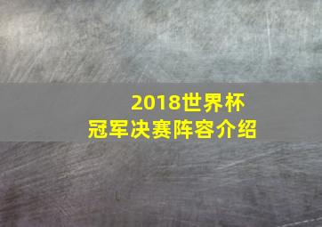 2018世界杯冠军决赛阵容介绍