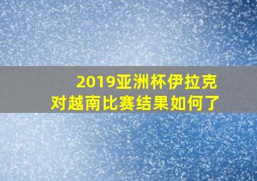 2019亚洲杯伊拉克对越南比赛结果如何了