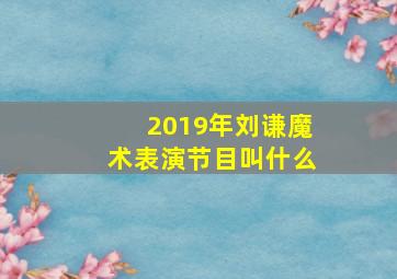 2019年刘谦魔术表演节目叫什么