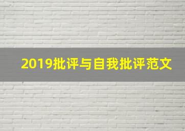 2019批评与自我批评范文