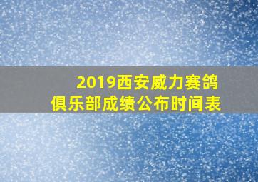 2019西安威力赛鸽俱乐部成绩公布时间表