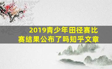 2019青少年田径赛比赛结果公布了吗知乎文章