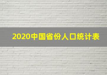 2020中国省份人口统计表