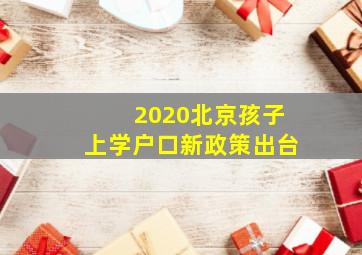 2020北京孩子上学户口新政策出台