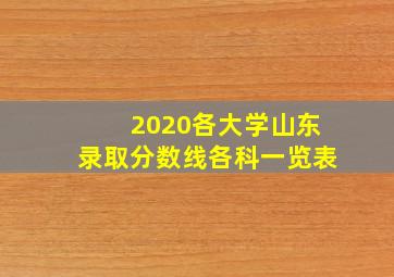 2020各大学山东录取分数线各科一览表