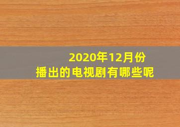 2020年12月份播出的电视剧有哪些呢