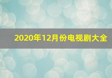 2020年12月份电视剧大全