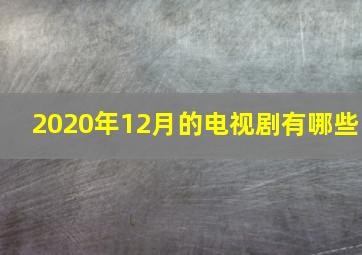 2020年12月的电视剧有哪些