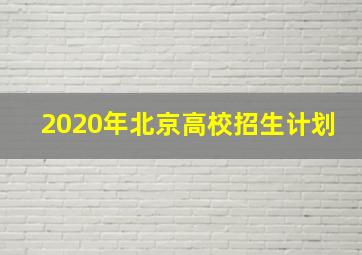 2020年北京高校招生计划