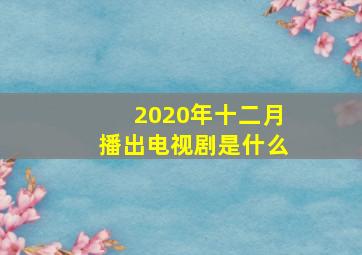 2020年十二月播出电视剧是什么