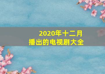 2020年十二月播出的电视剧大全