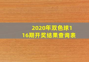 2020年双色球116期开奖结果查询表