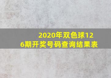 2020年双色球126期开奖号码查询结果表