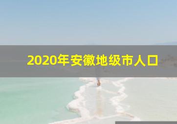 2020年安徽地级市人口