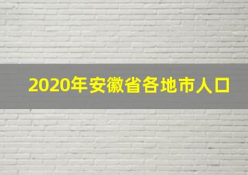 2020年安徽省各地市人口