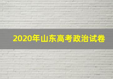 2020年山东高考政治试卷