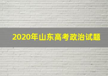 2020年山东高考政治试题