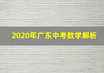 2020年广东中考数学解析