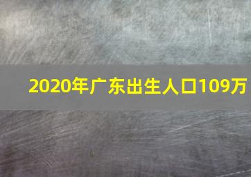 2020年广东出生人口109万