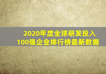 2020年度全球研发投入100强企业排行榜最新数据