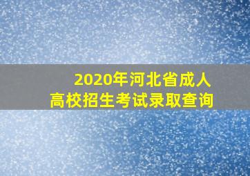 2020年河北省成人高校招生考试录取查询