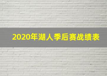 2020年湖人季后赛战绩表