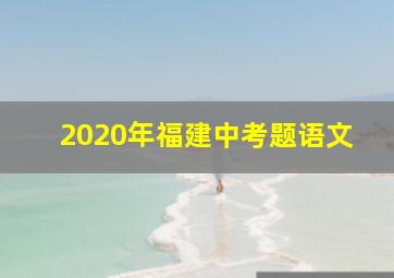 2020年福建中考题语文