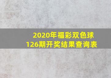 2020年福彩双色球126期开奖结果查询表